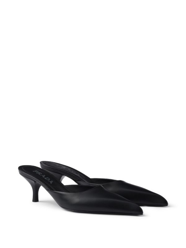 Prada Leather Mules | Black | FARFETCH