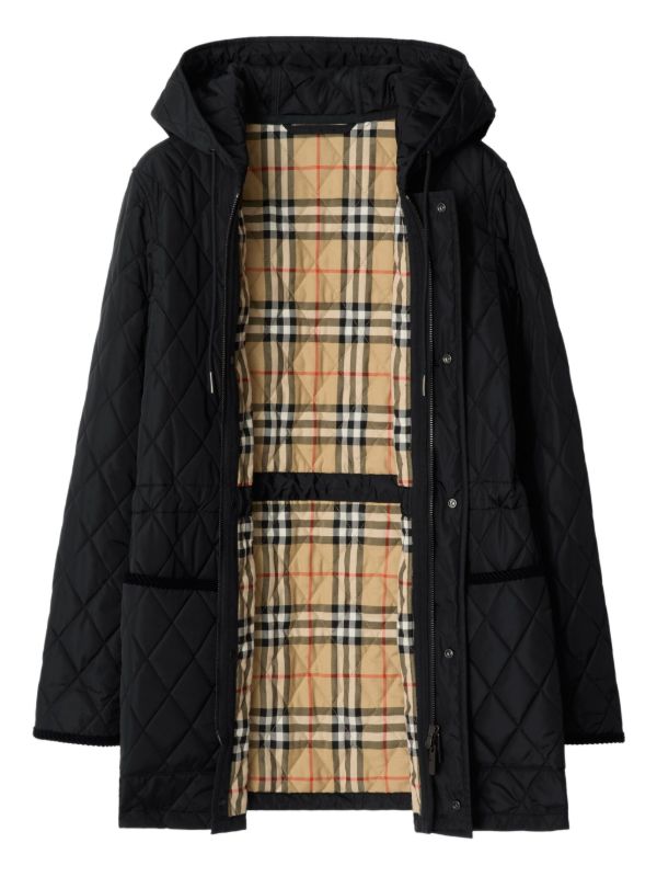 Burberry Quilted Hooded Jacket | Black | FARFETCH