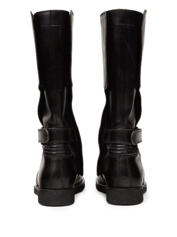 MM6 Maison Margiela Leather Biker Boots | Black | FARFETCH