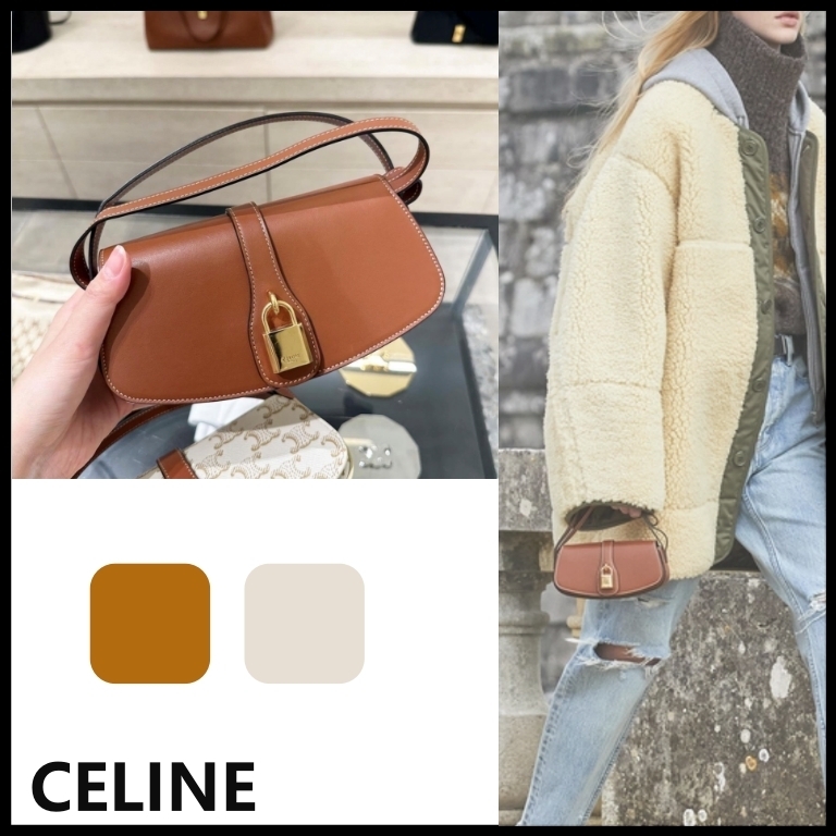 CELINE】ストラップ付きクラッチ スムースカーフスキン (CELINE