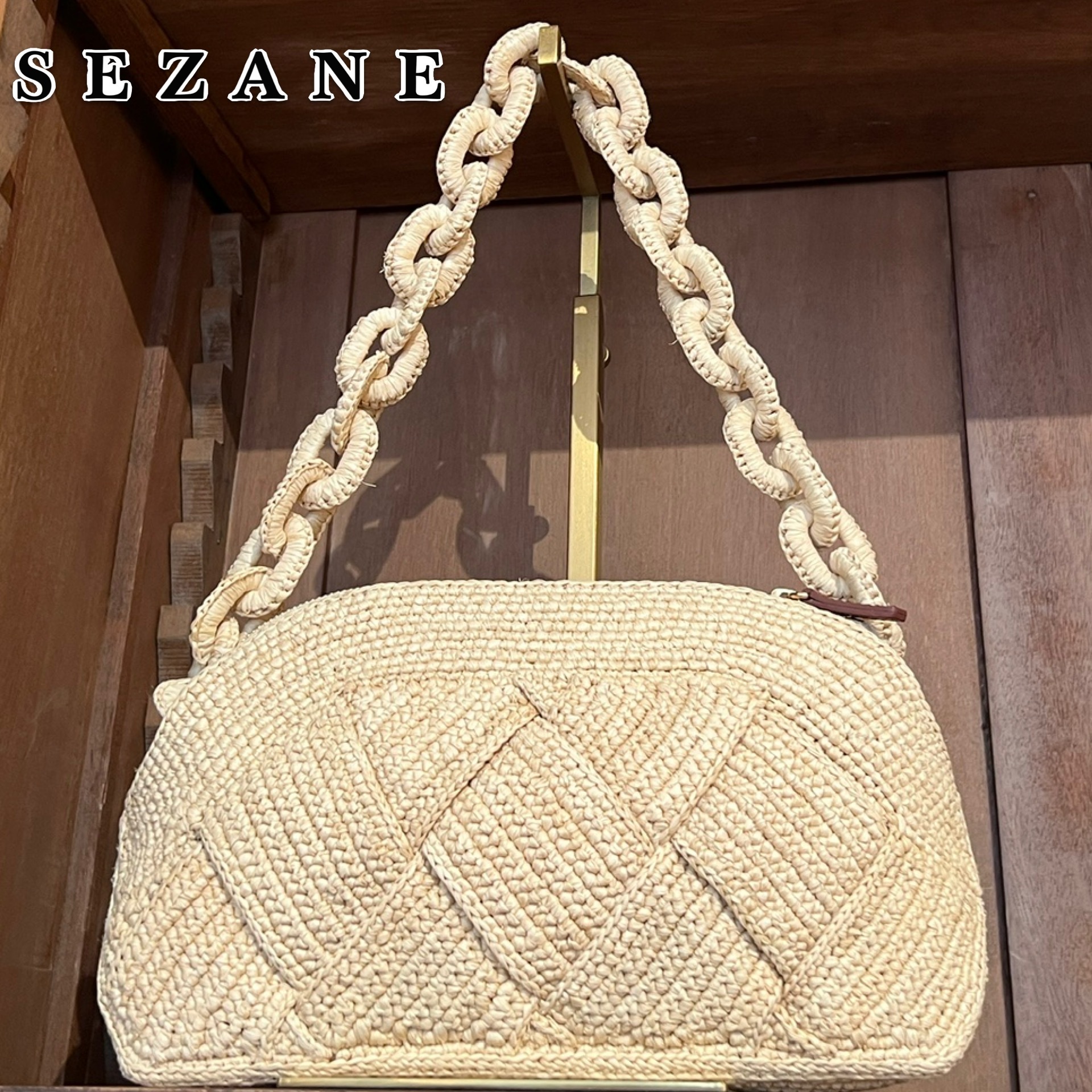 安心の国内配送】セザンヌ 可愛 ラフィア ショルダーバッグ (SEZANE