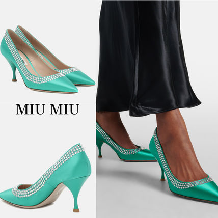 ミュウミュウ パンプス 25cm カーキ 緑 パンプス グリーン（緑）系