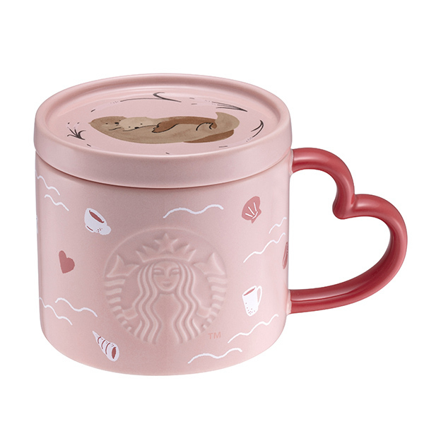 スターバックス 海外台湾 2025バレンタインラッコの蓋つきマグ
