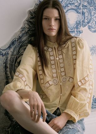 SEA NEW YORK スモッキング 刺繍 フリル レース ブラウス sea new york