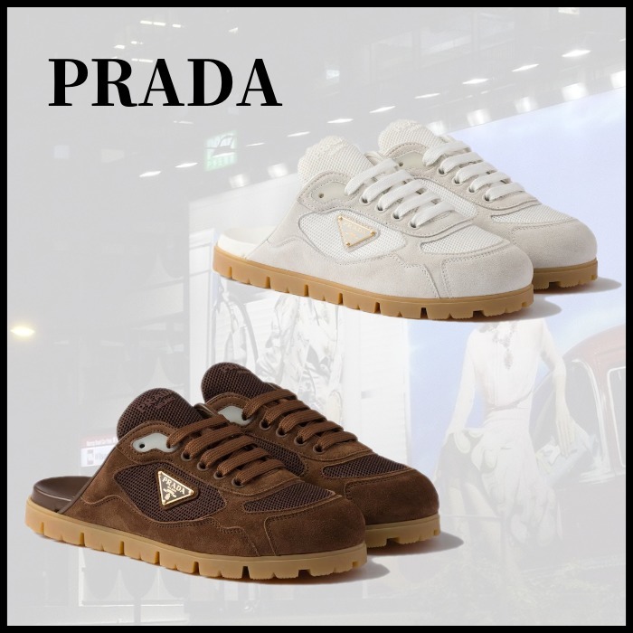 □PRADA プラダ メッシュ x スエード スニーカー ミュール (PRADA