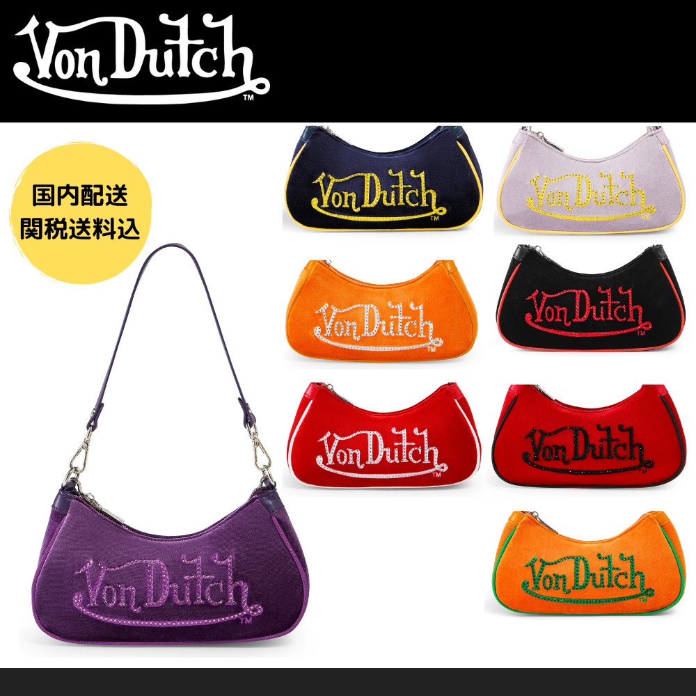 Von Dutch】 ベロア ロゴ ショルダーバッグ 関税送料込 (Von Dutch