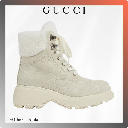 ホワイト（白）系 GUCCI(グッチ) ショートブーツ・ブーティ(レディース