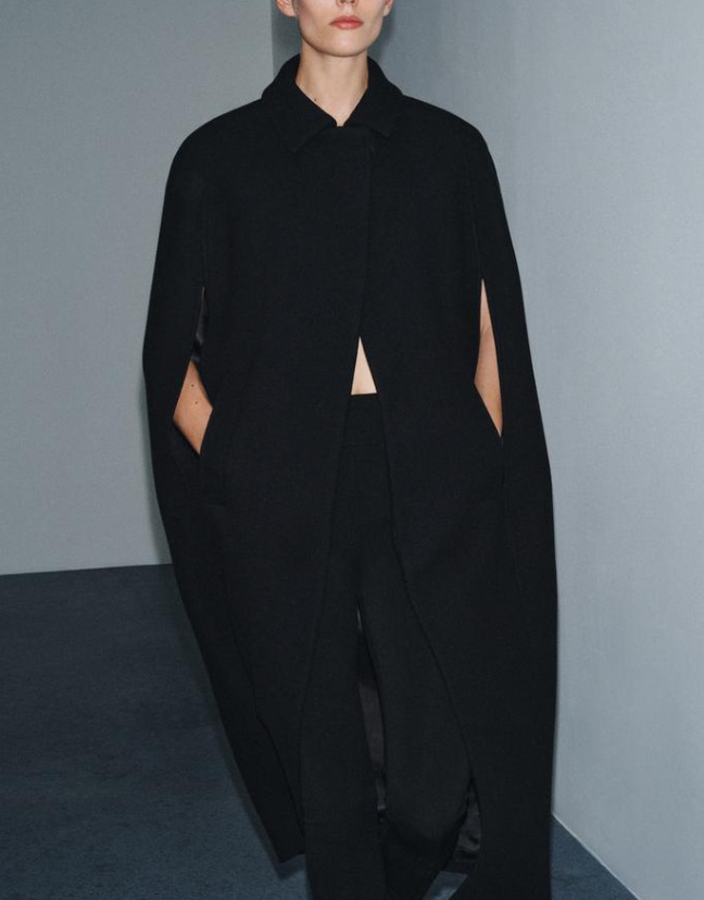 ZARA ZWコレクション 限定版 ウールブレンド ケープコート 新作 (ZARA