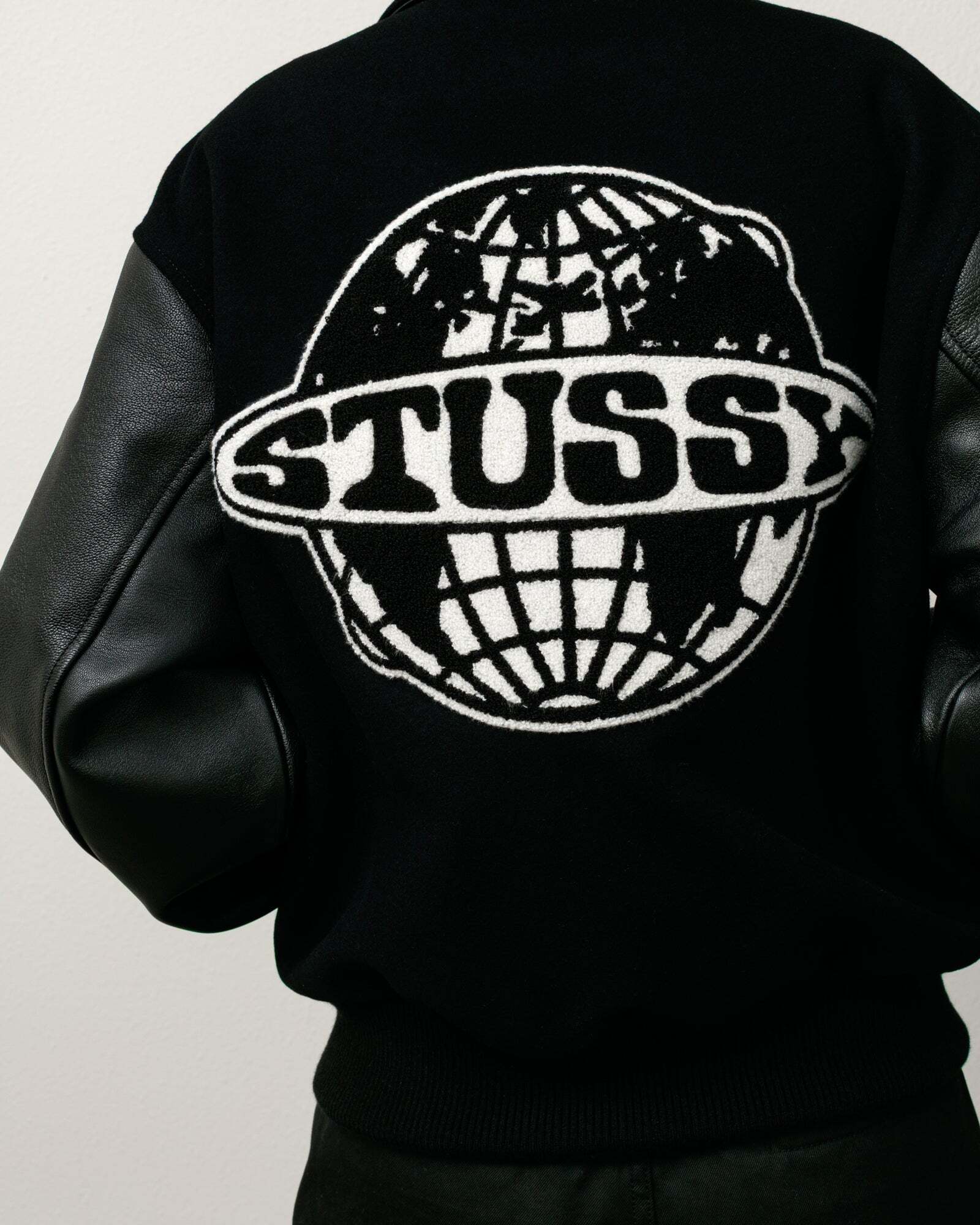 STUSSY】Globe Varsity Jacket Black (STUSSY/レザージャケット