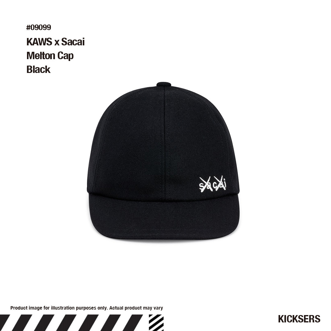 サカイ カウズ メルトン キャップKAWS x Sacai Melton Cap Black