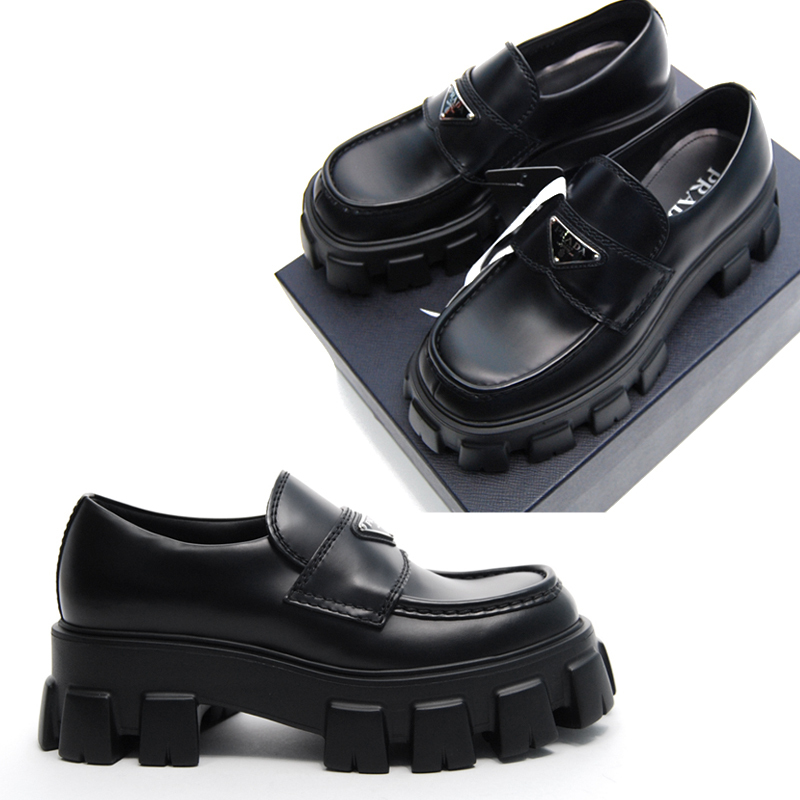 関税負担なし☆プラダ モノリス ブラッシュドレザー ローファー (PRADA