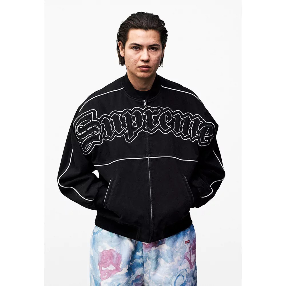 Supreme Twill Old English Varsity Jacket Black シュプリーム