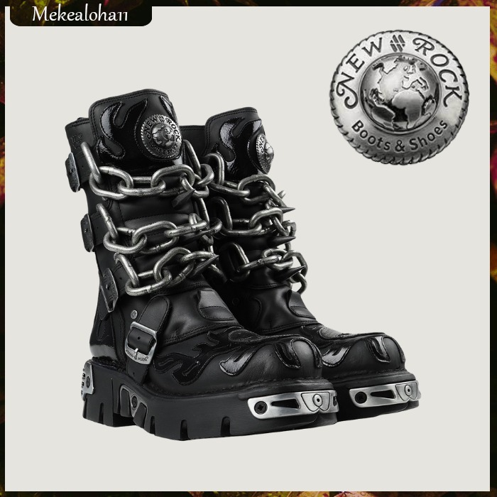 New Rock☆スタッズ付きショートブーツ ブラック【関税送料込