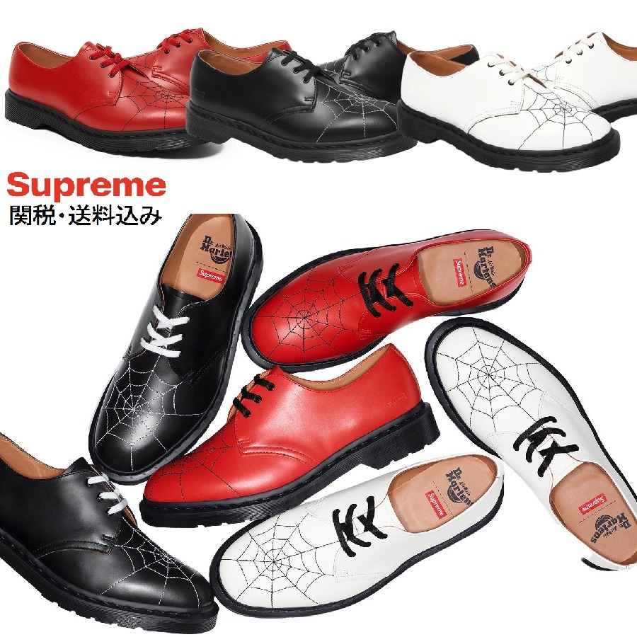 関税込 22SS Week13 Supreme Dr. Martens Spiderweb 3-Eye Shoe
