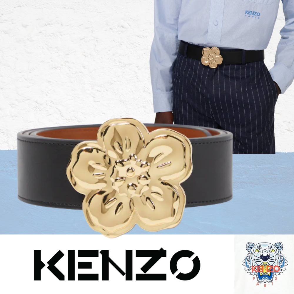 KENZO ケンゾー ワイドリバーシブル レザーベルト BOKE FLOWER (KENZO
