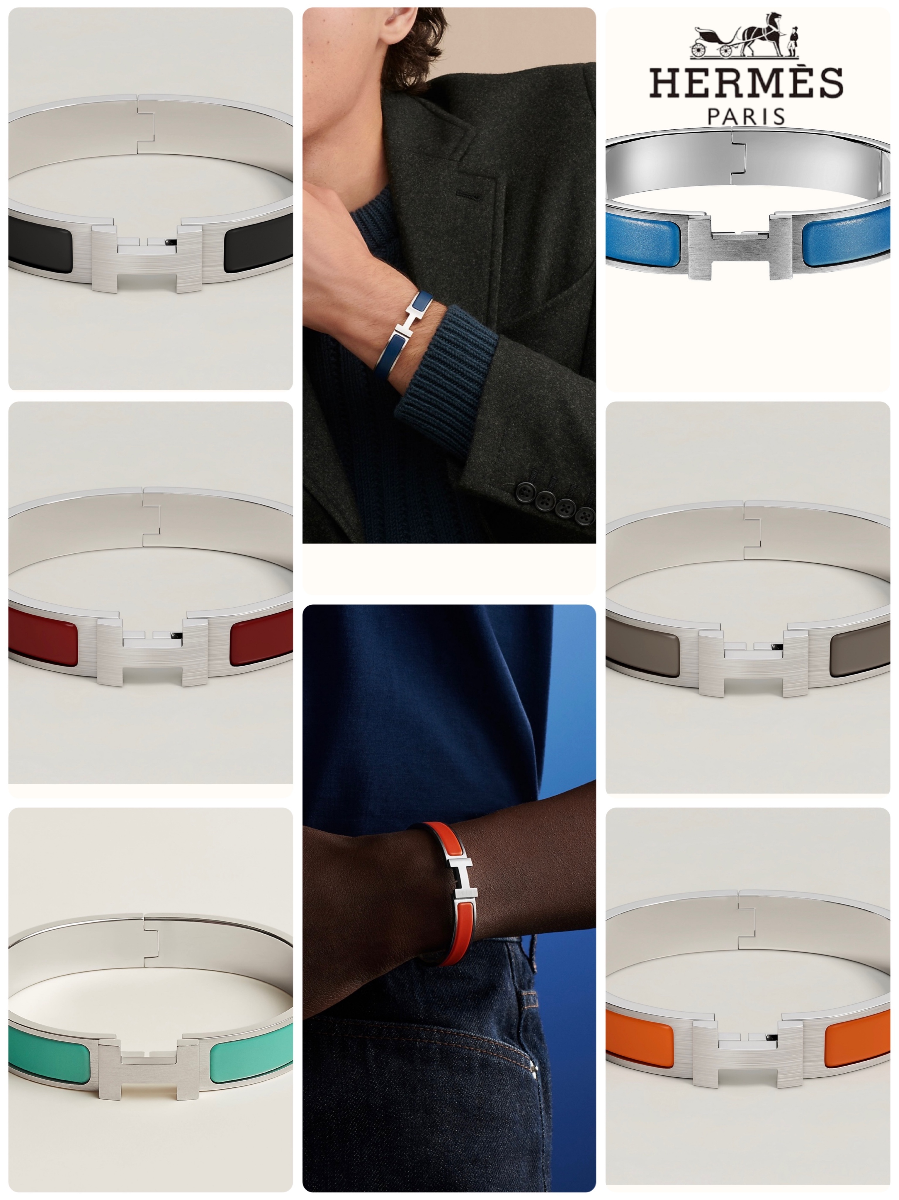 CLIC HH HERMES 直営買付メンズエナメルブレスレット クリックHH