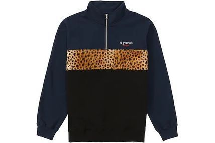 Week10 Supreme Leopard Panel Half Zip Sweatshirt 5色 S～XL