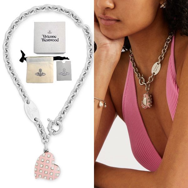 ☆vivienne westwood☆Valentines ピンク ハートネックレス L