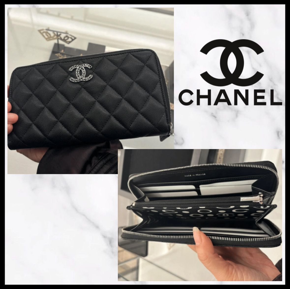内側がドット♡】シャネル 長財布 キャビアスキン (CHANEL/長財布