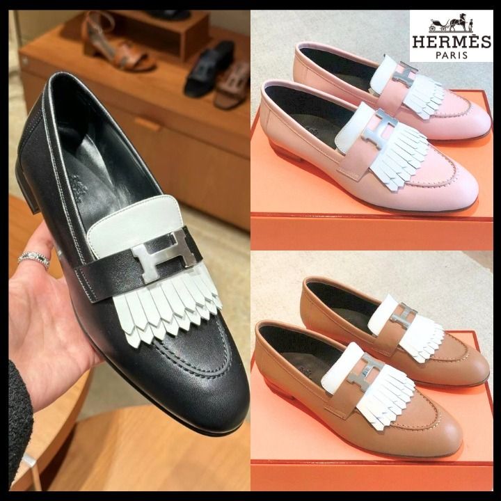 HERMES エルメス モカシン ロワイヤル 36.5 ブラック✖️ピンク 【公式