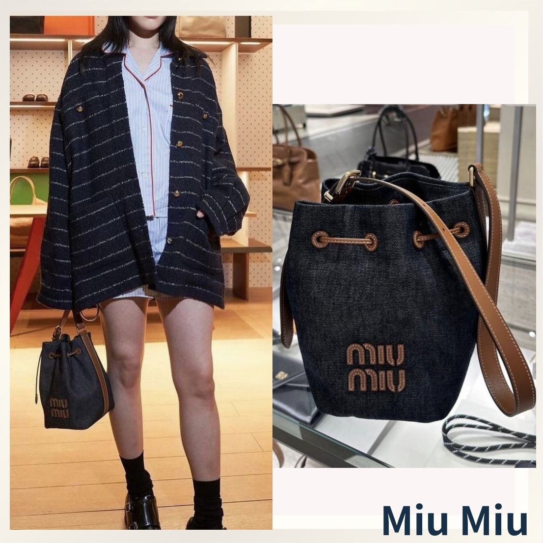 新作☆Miu Miu☆デニムロゴショルダーバッグ (MiuMiu/ショルダーバッグ