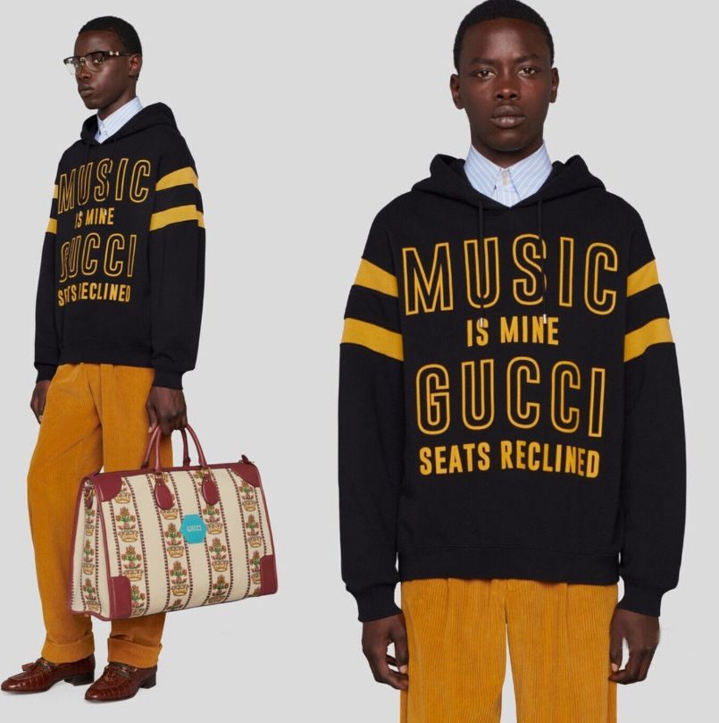 GUCCI☆素敵！BLACK COTTON MUSIC IS MINE HOODIE SWEATSHIRT (GUCCI