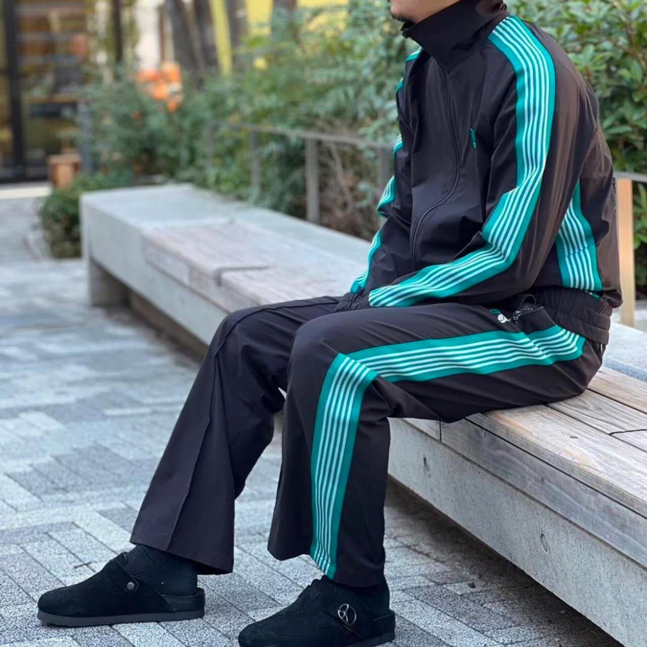 Needles セットアップ ジャケット＆パンツ 総柄 グリーン系 Mサイズ