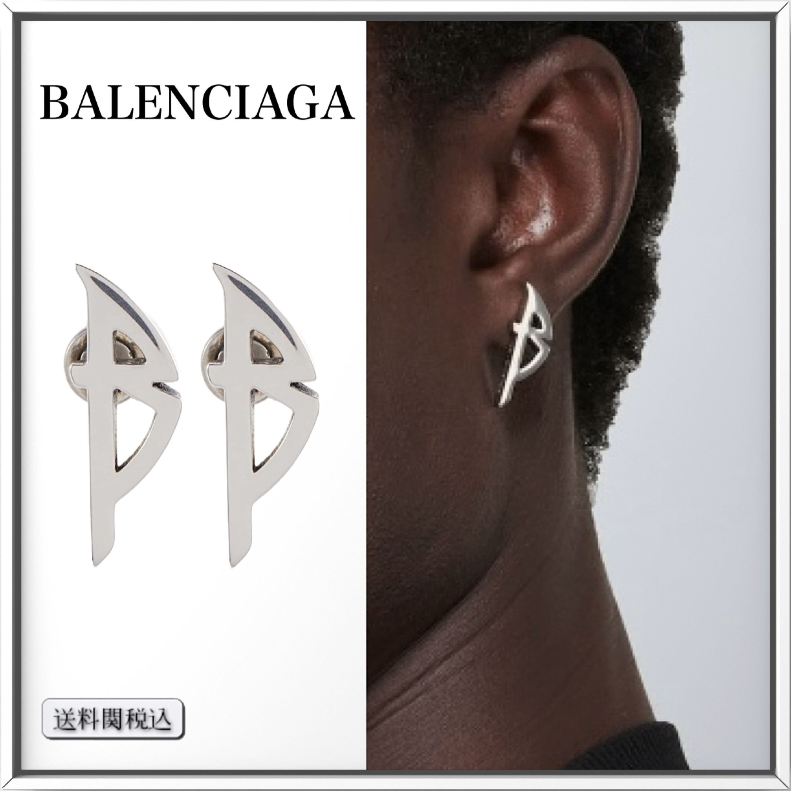 BALENCIAGA ピアス 両耳用 BBロゴ シルバー balenciaga BBピアス