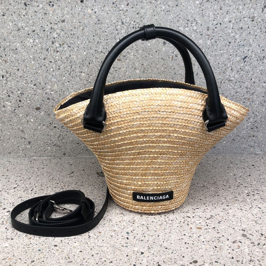 Balenciaga BEACH BAG ミニ ラフィアトート かごバッグ (BALENCIAGA