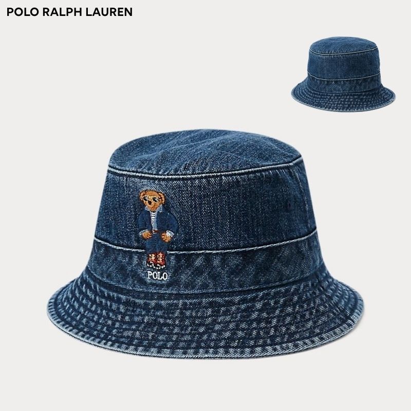 ラルフ ローレン] バケットハット ポロベア デニム ブルー (POLO RALPH