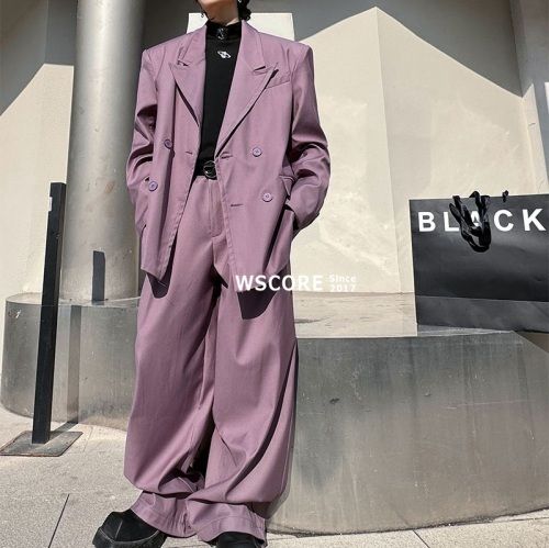 スーツ メンズ テーラード調 ダブルジャケット+パンツ 2色 (スーツ