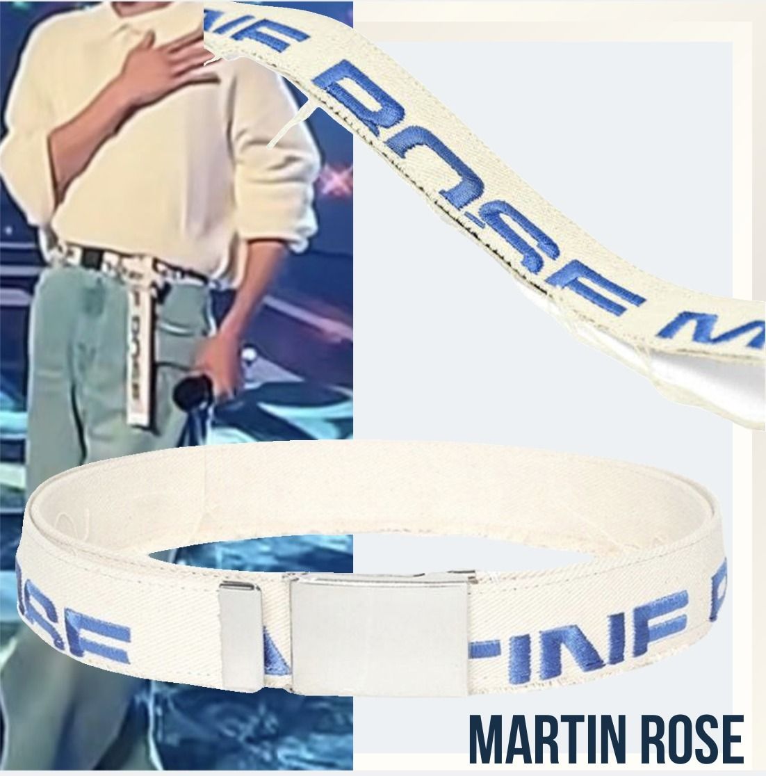 目黒蓮さん着用☆MARTIN ROSE☆キャンバスロゴ刺繍ベルト (MARTINE