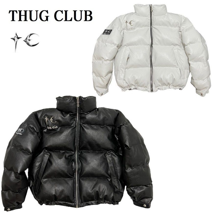 Thug Club】Leather Puffer Jacket ダウンジャケット (Thug Club