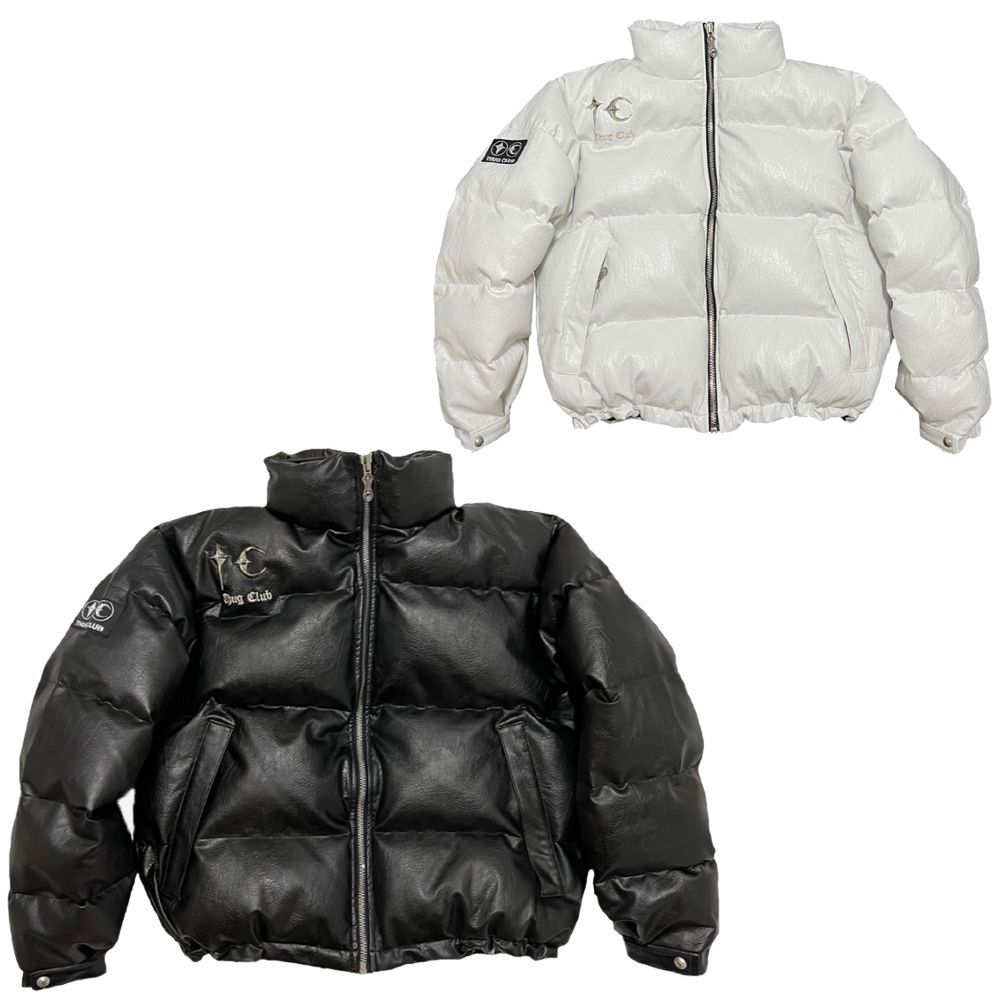 Thug Club】Leather Puffer Jacket ダウンジャケット (Thug Club