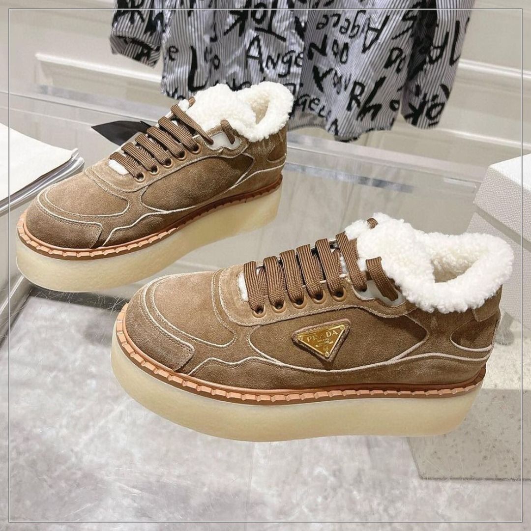 もこもこ】PRADA◇スエード シアリング ハイカットスニーカー (PRADA