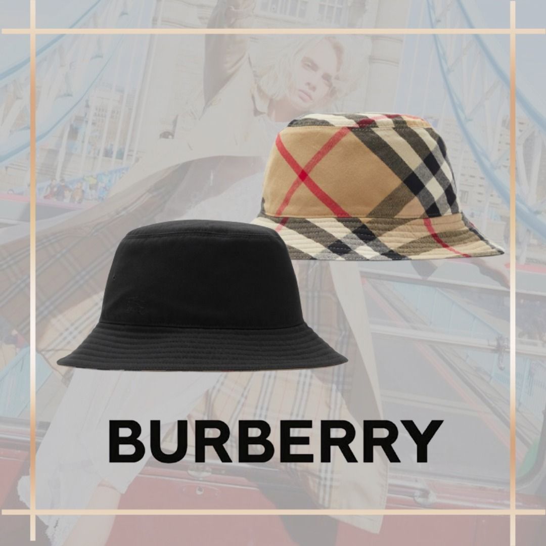 BURBERRY】リバーシブル コットンブレンド バケットハット (Burberry