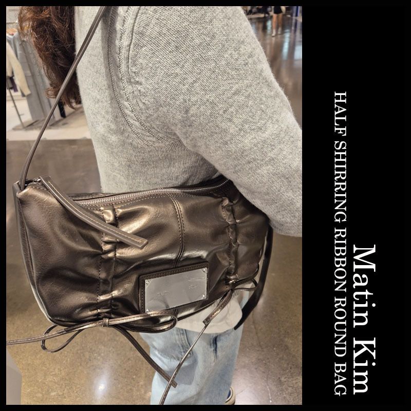 ☆MATIN KIM ☆HALF SHIRRING RIBBON ROUND BAG (Matin Kim/ショルダー