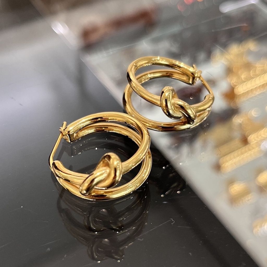 CELINE ☆ ノット ダブル イアリング ピアス GOLD / SILVER (CELINE