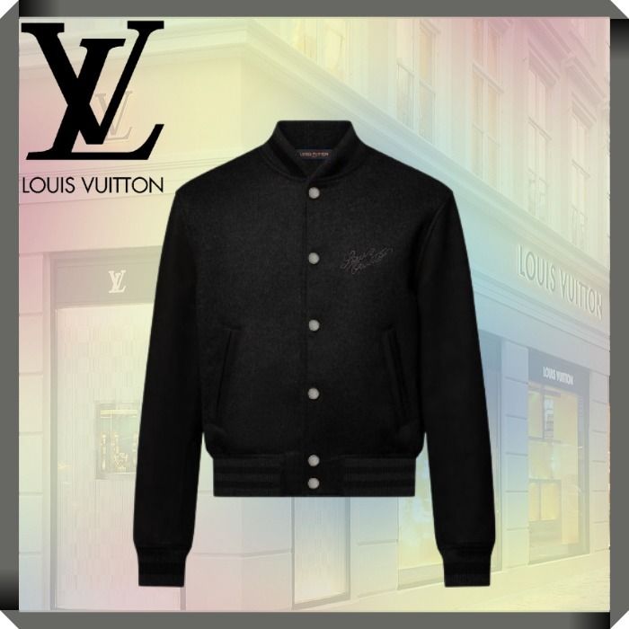 ☆Louis Vuitton☆バーシティレザージャケット胸ロゴ入 ブラック