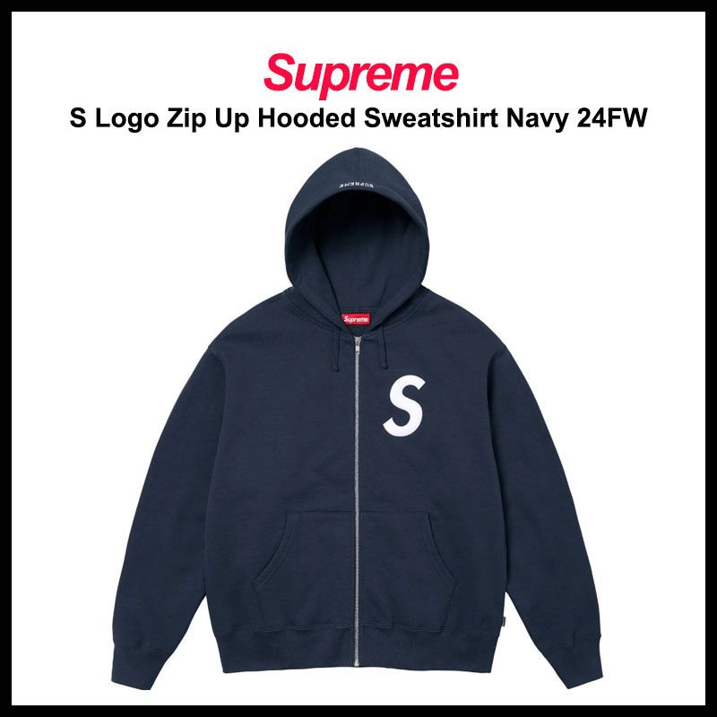 SUPREME】 S LOGO ZIP UP HOODED SWEATSHIRT NAVY 24FW (Supreme
