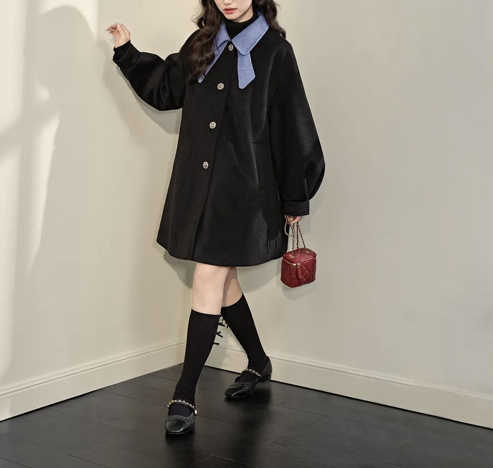 直営品【KUOSE】韓国ブランド リボンカラーコート 関税込 (KUOSE