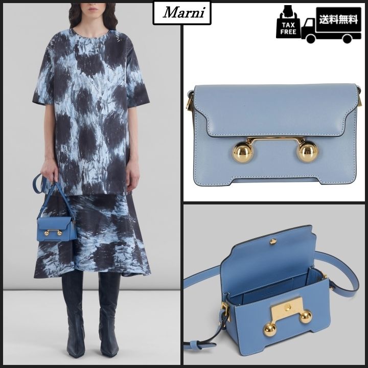 MARNI】ブルー レザー製 Trunkaroo ミニ ショルダーバッグ (MARNI