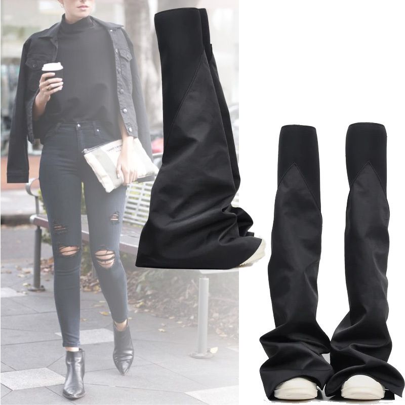 大人気! RICK OWENS DRKSHDW 厚底 ユニーク ニーハイブーツ (RICK
