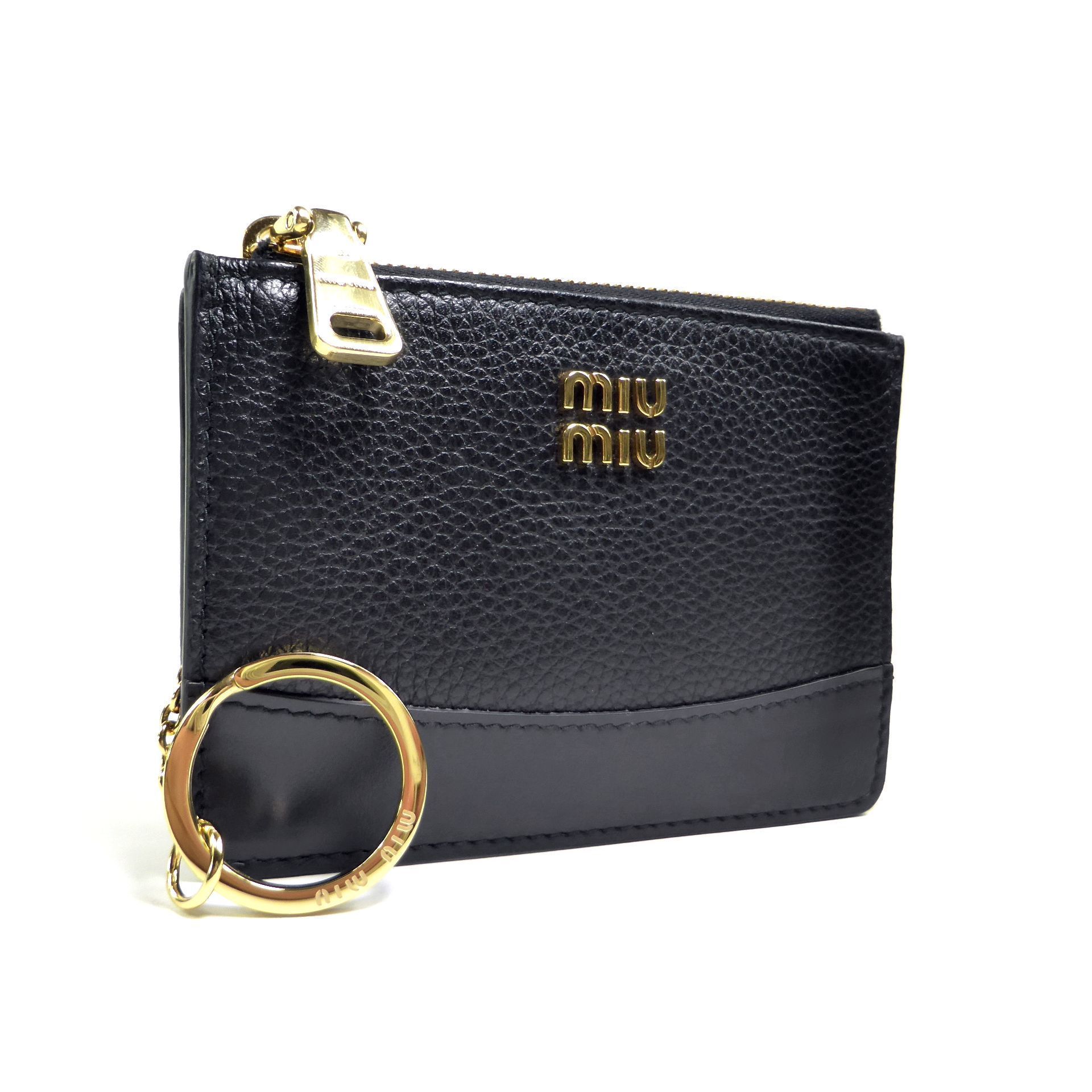 国内即発【MIUMIU】ロゴ レザー カードケース 5MC093 ブラック (MiuMiu