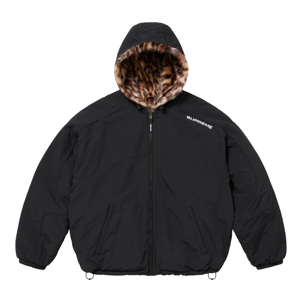 Supreme】Faux Fur Reversible Hooded Track Jacket Black (Supreme