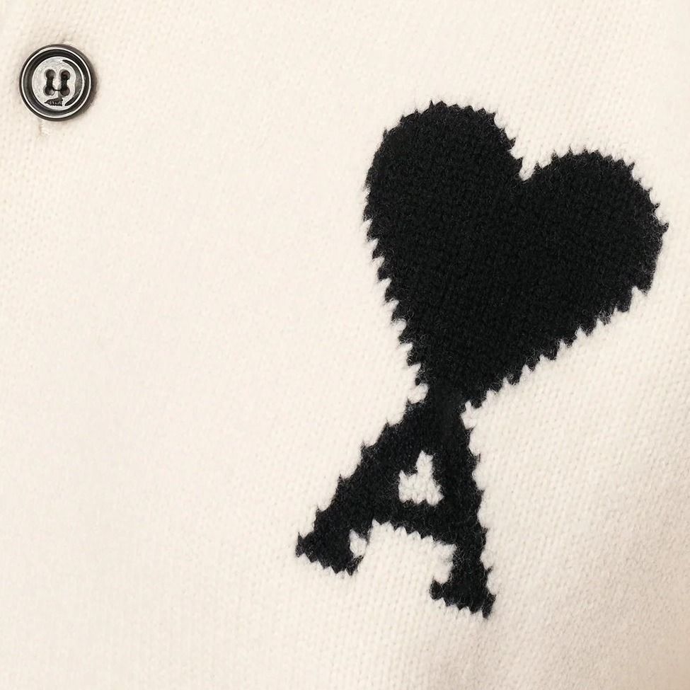 AMI PARIS】Ami De Coeur メリノウールフェルトニット ポロ (AMI PARIS