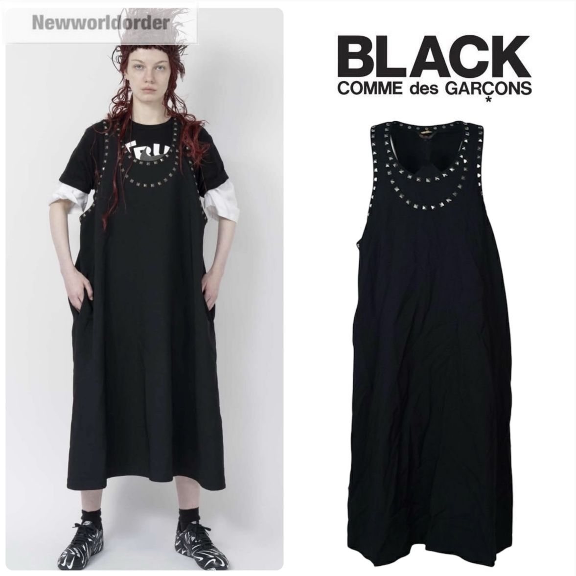 スタッズデザイン】ブラックコムデギャルソン 製品加工ドレス (COMME