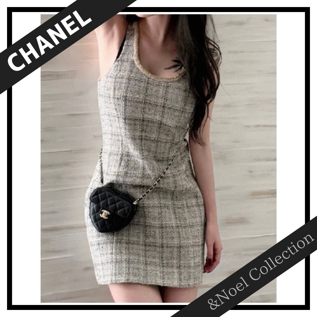 25B♢秋色ミニワンピース】CHANEL *ツイード ドレス (CHANEL