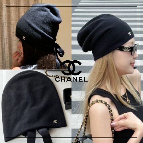 完売必須♡】CHANEL ロゴ ニット帽 バックリボン (CHANEL/ニット