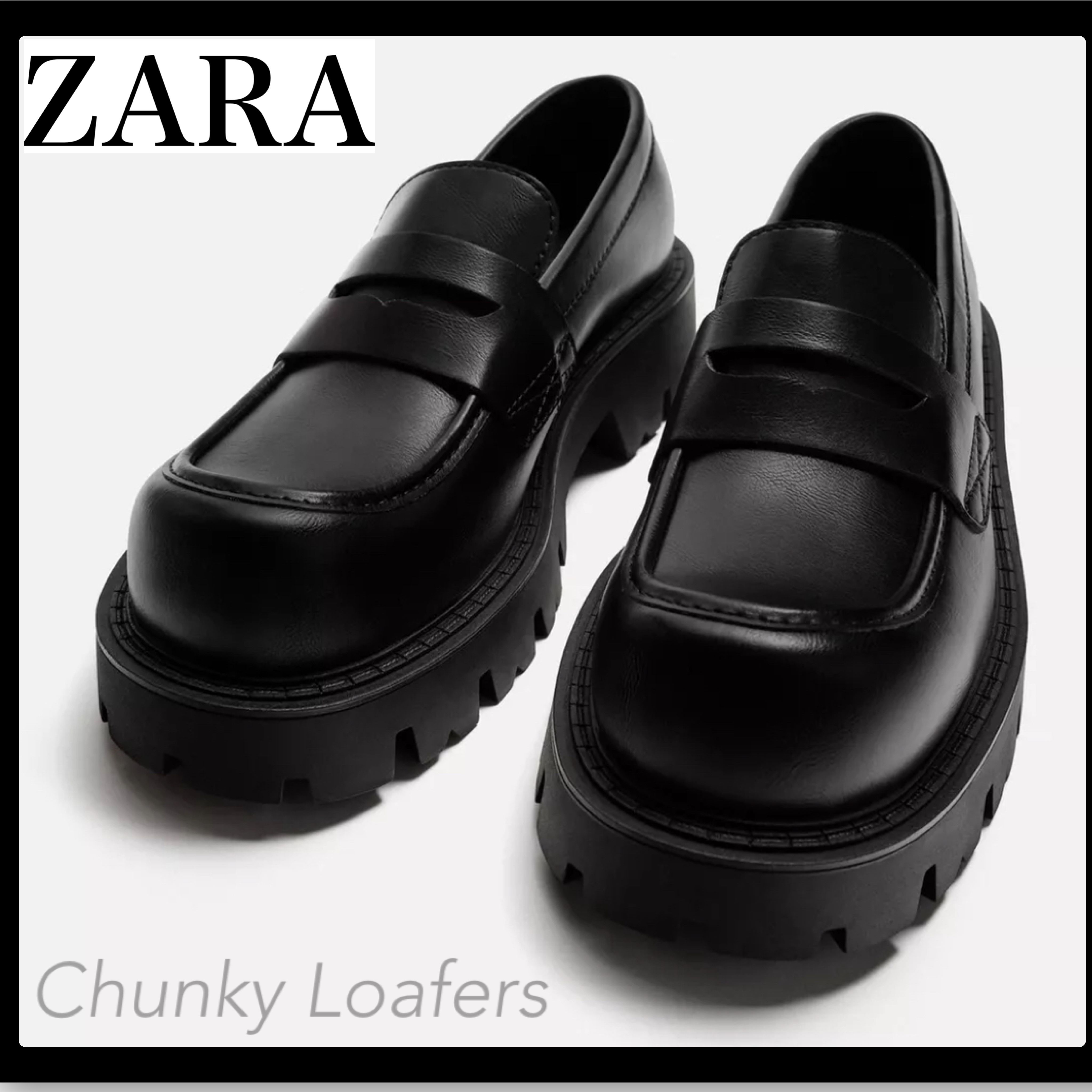 送関込み☆ZARA/ザラ☆フェイクレザー 厚底ローファー/シューズ (ZARA